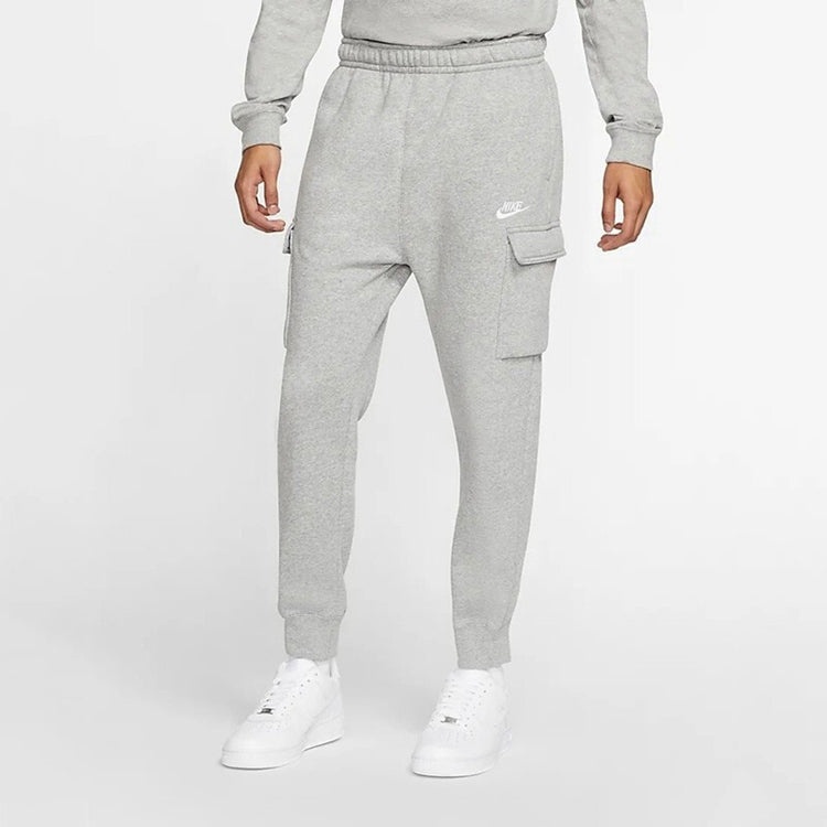 Nike Sportswear Club Fleece Cargo Multiple Pockets Stay Warm Bundle Feet Sports Long Pants Gray CD31 - 3