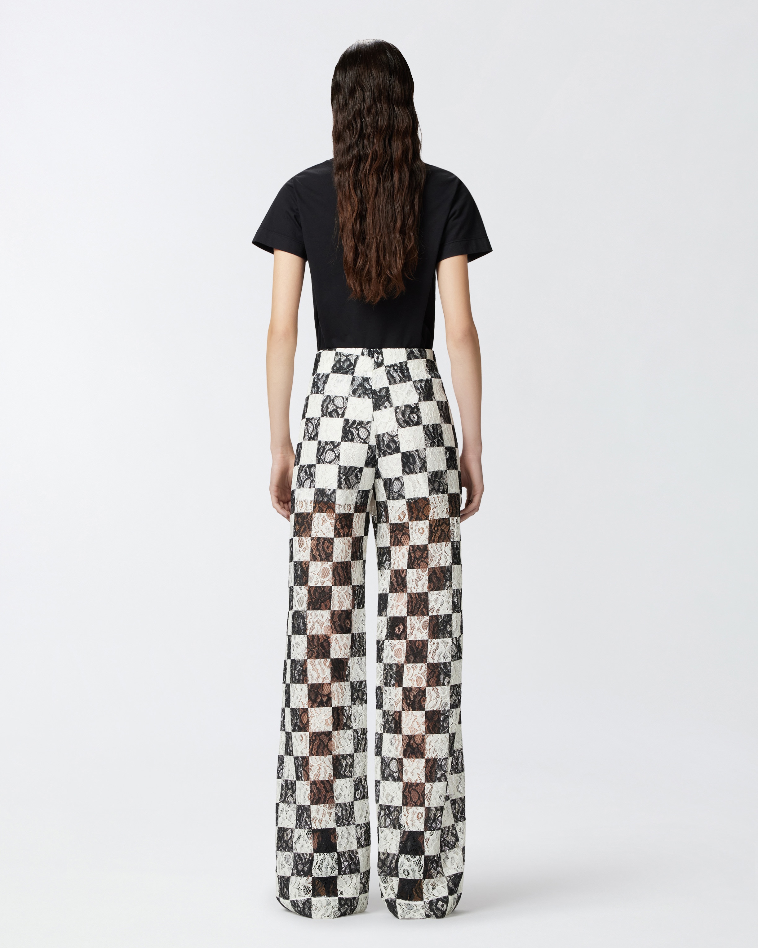 WIDE TROUSERS IN CHECKERED LACE - 4