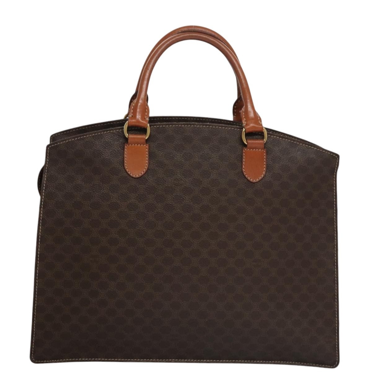 CELINE Macadam Canvas Hand Bag Pvc Leather Brown Gold - 2
