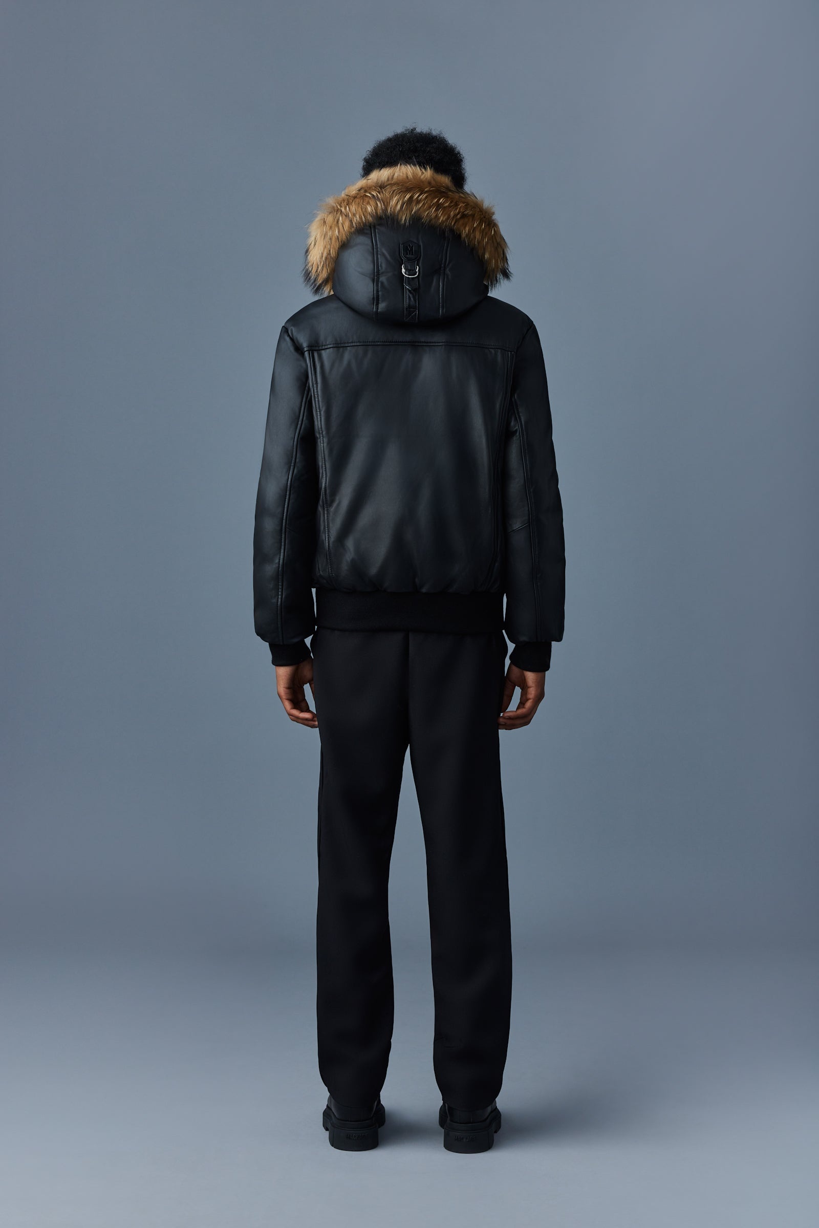 GLEN 2-in-1 (r) Leather bomber jacket with hooded bib & natural fur - 4