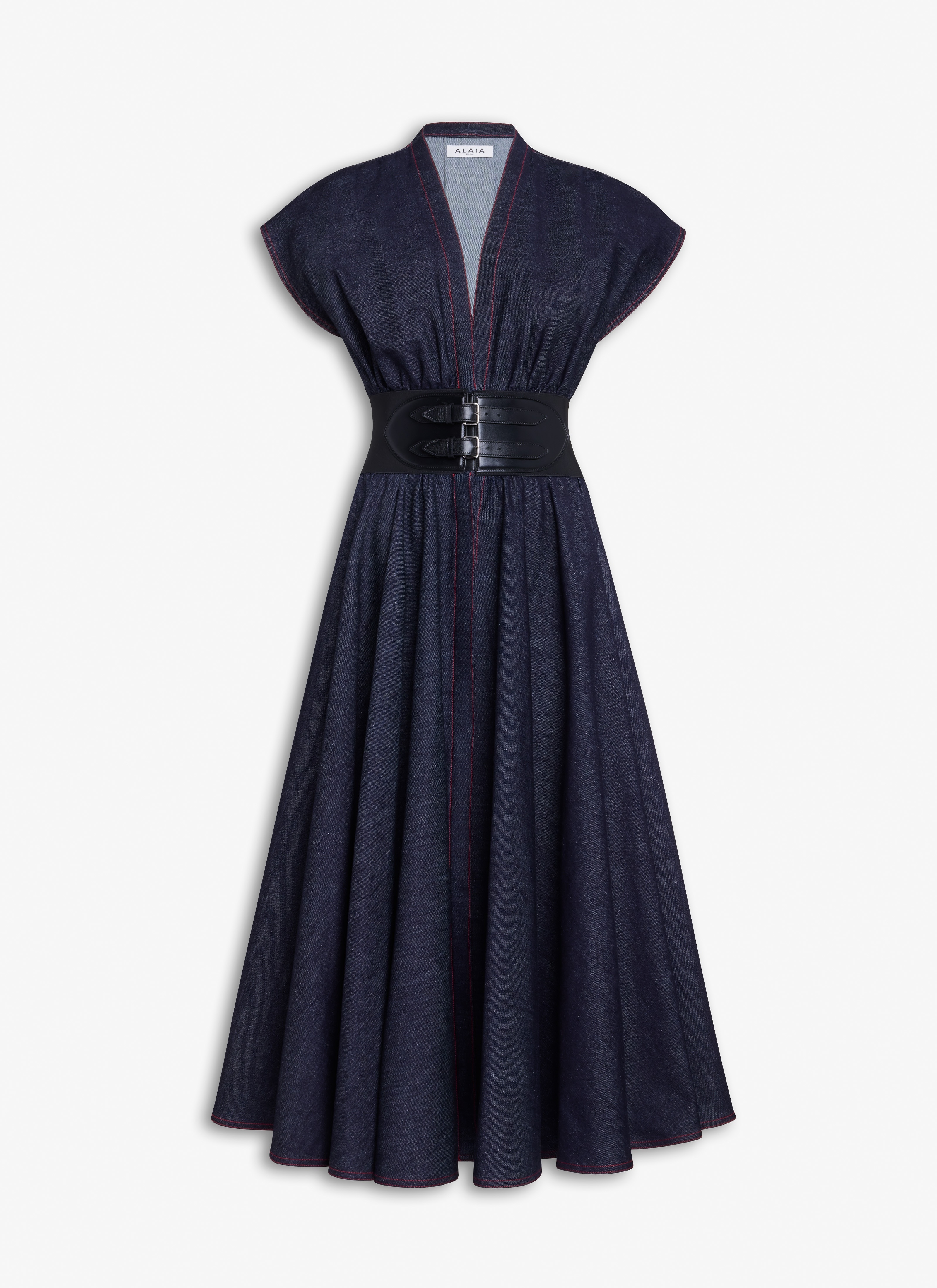 【関税&送料込】Alaia Wrap Denim Dress ALAÏA Asymmetric wrap-effect denim mini dress | NET-A-PORTER