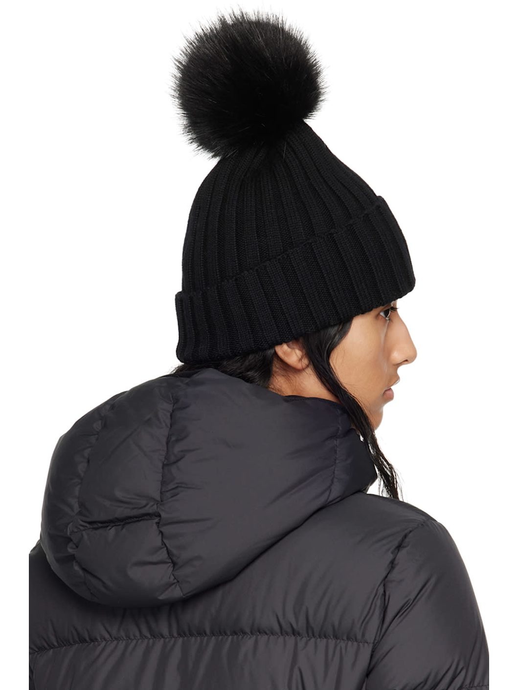 Black Pom Pom Beanie - 3
