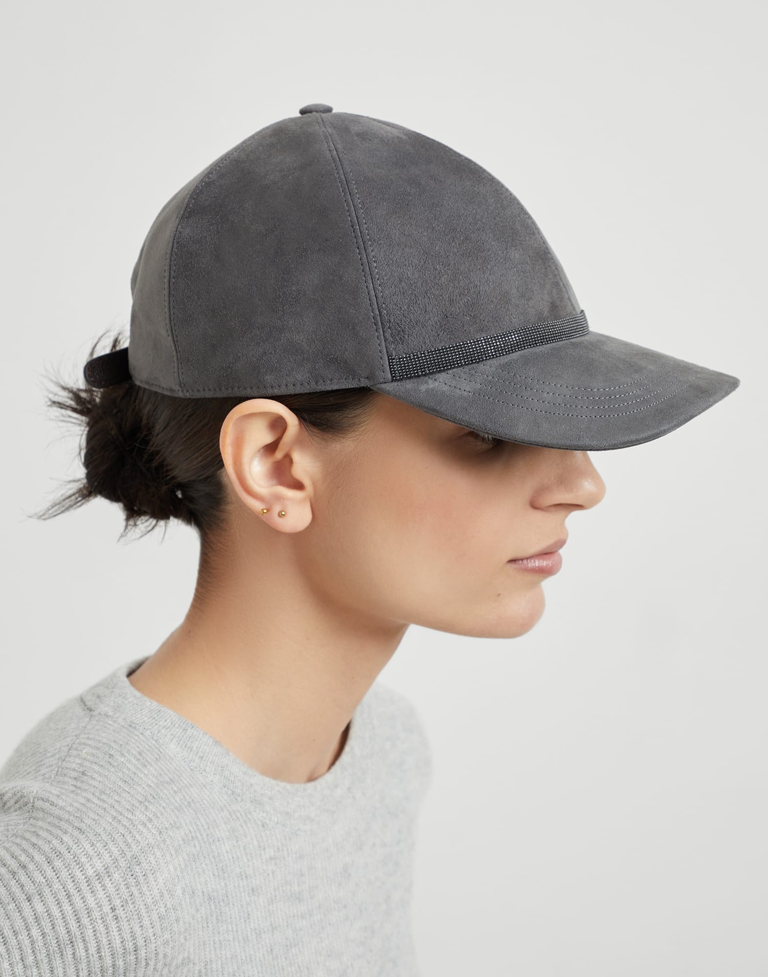 Suede baseball cap with shiny trim - 3