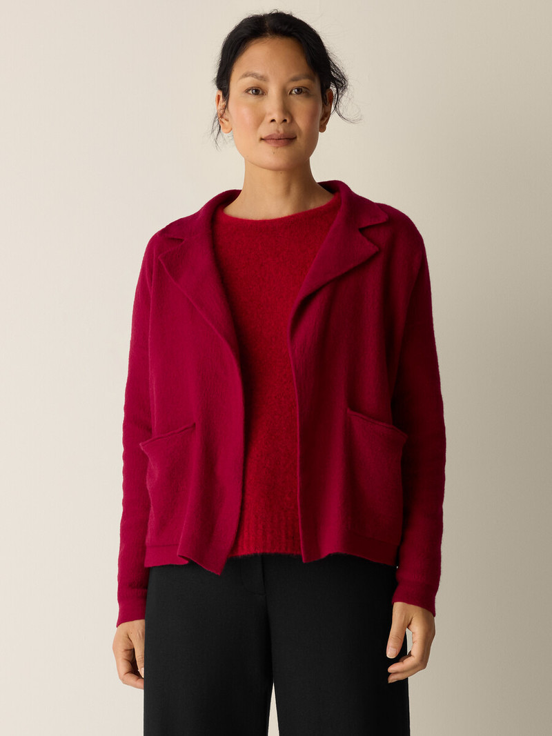 Fine Felted Wool Notch Collar Cardigan in Regenerative Wool 3