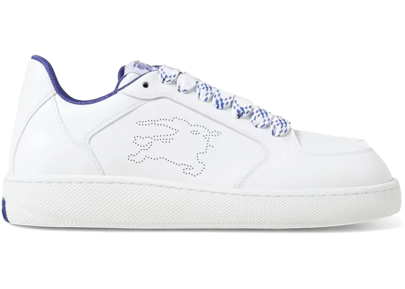 Burberry Leather EKD Logo Low-Top Sneakers White Blue - 1