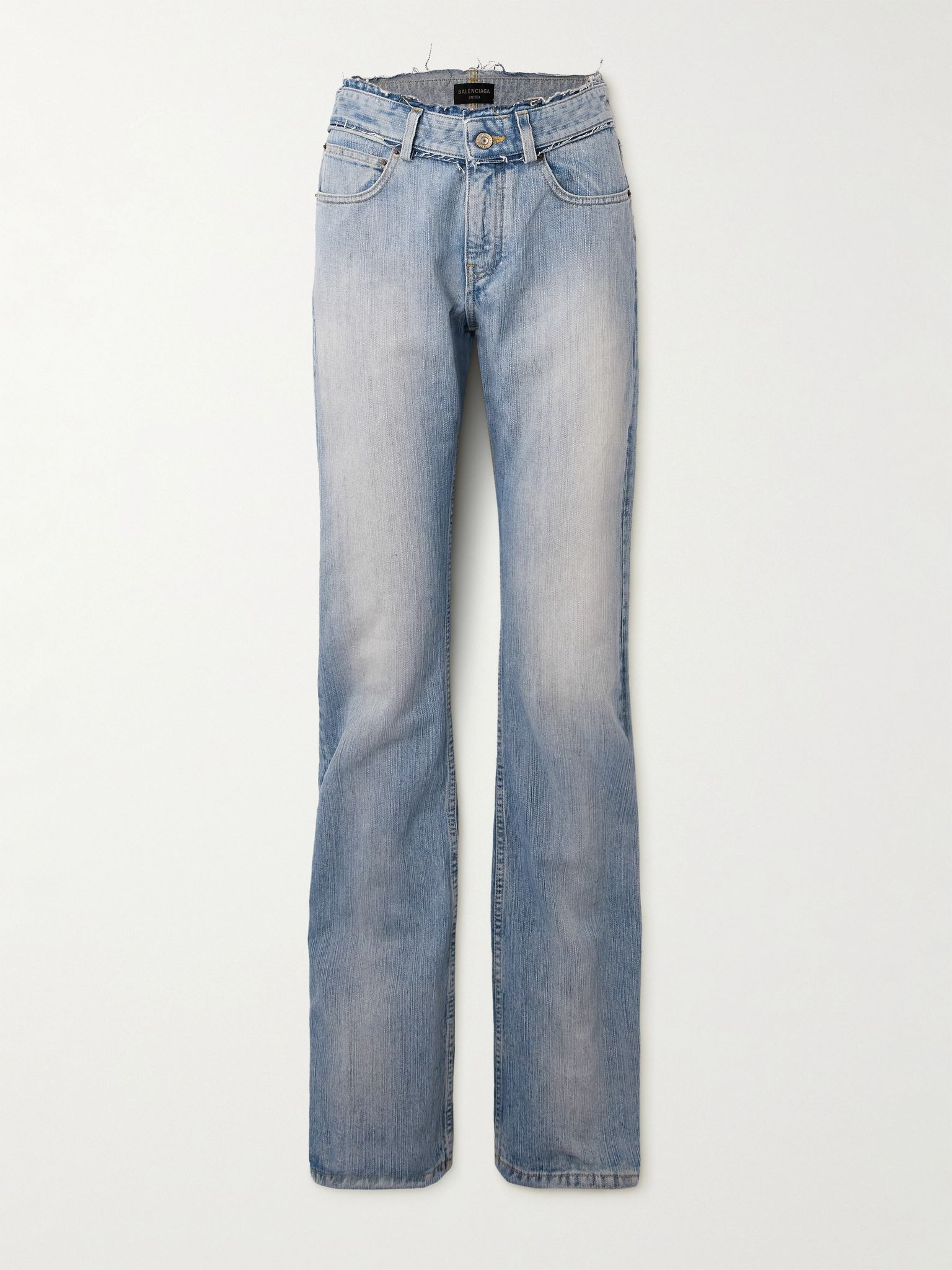 Frayed low-rise straight-leg jeans Light denim - 1