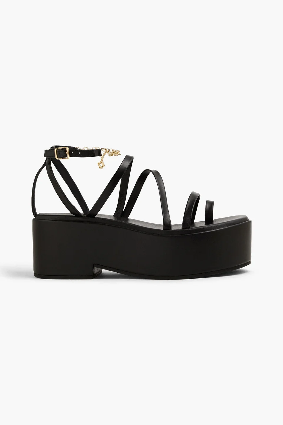 Chain-embellished leather platform sandals - 1