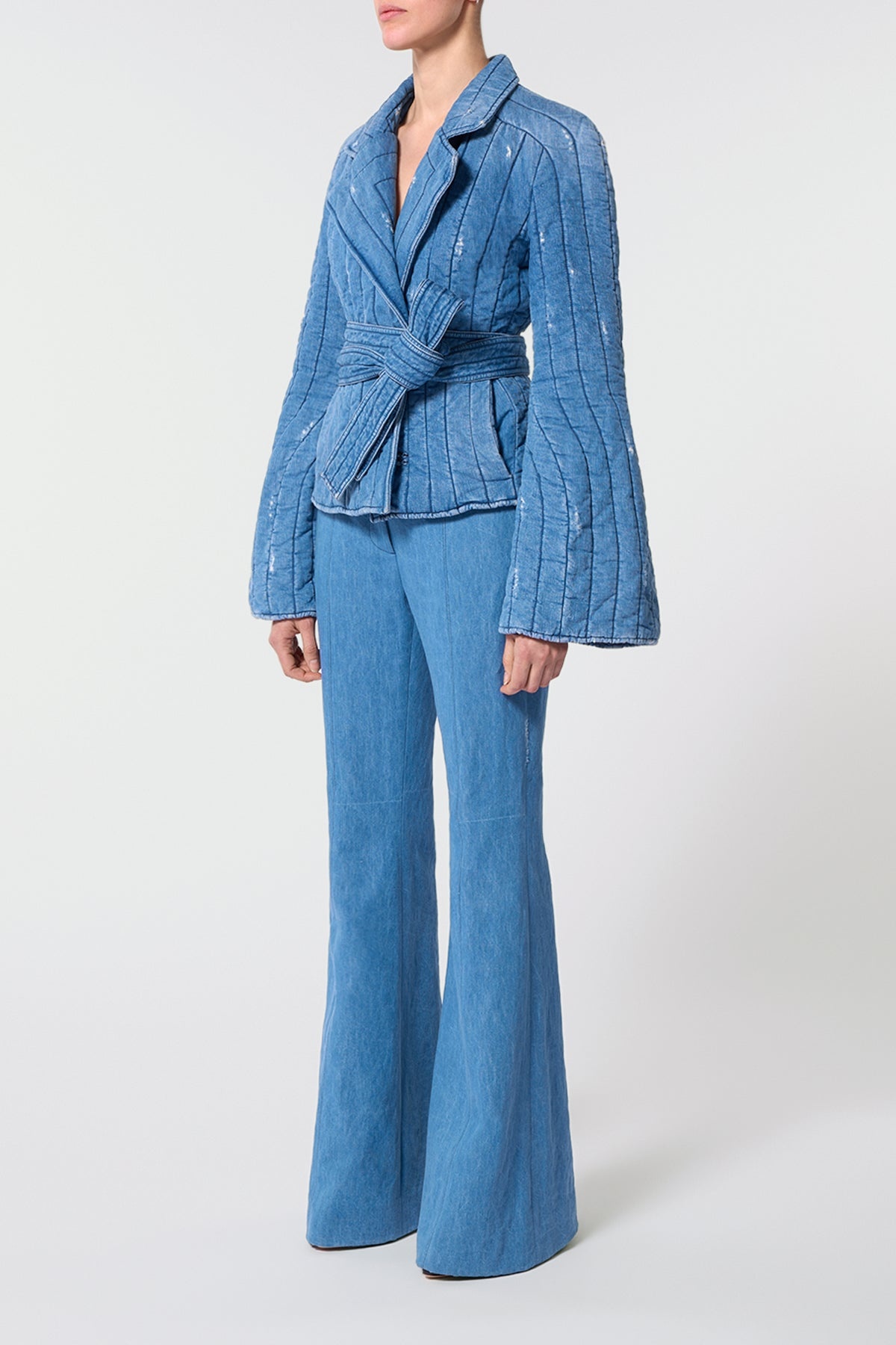 Merve Jacket in Light Blue Denim Recycled Cotton Linen - 3