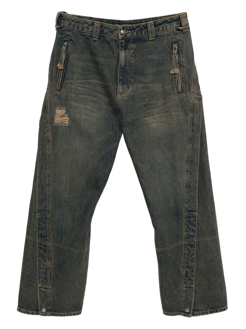 twisted zipped-pockets jeans 1