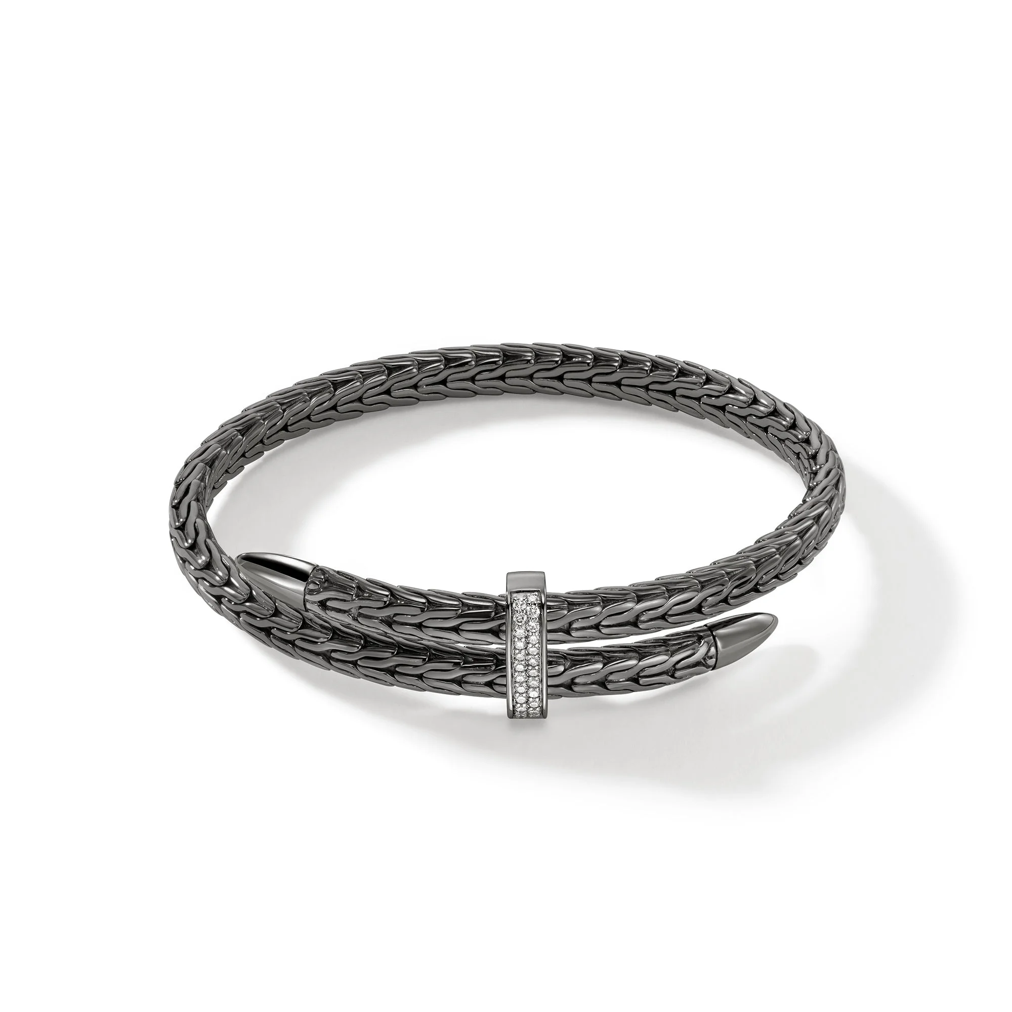 Spear Flex Cuff, Dark Silver, Diamonds, 5.5MM - 1