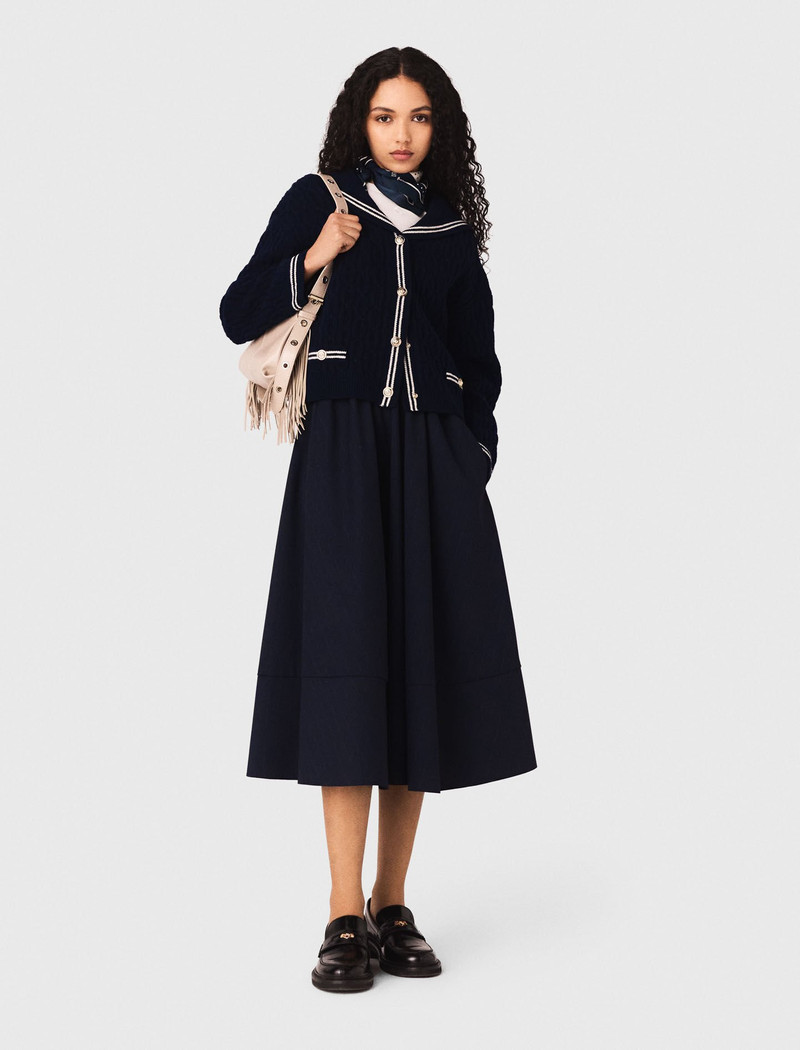 maje Striped tailored midi skirt outlook