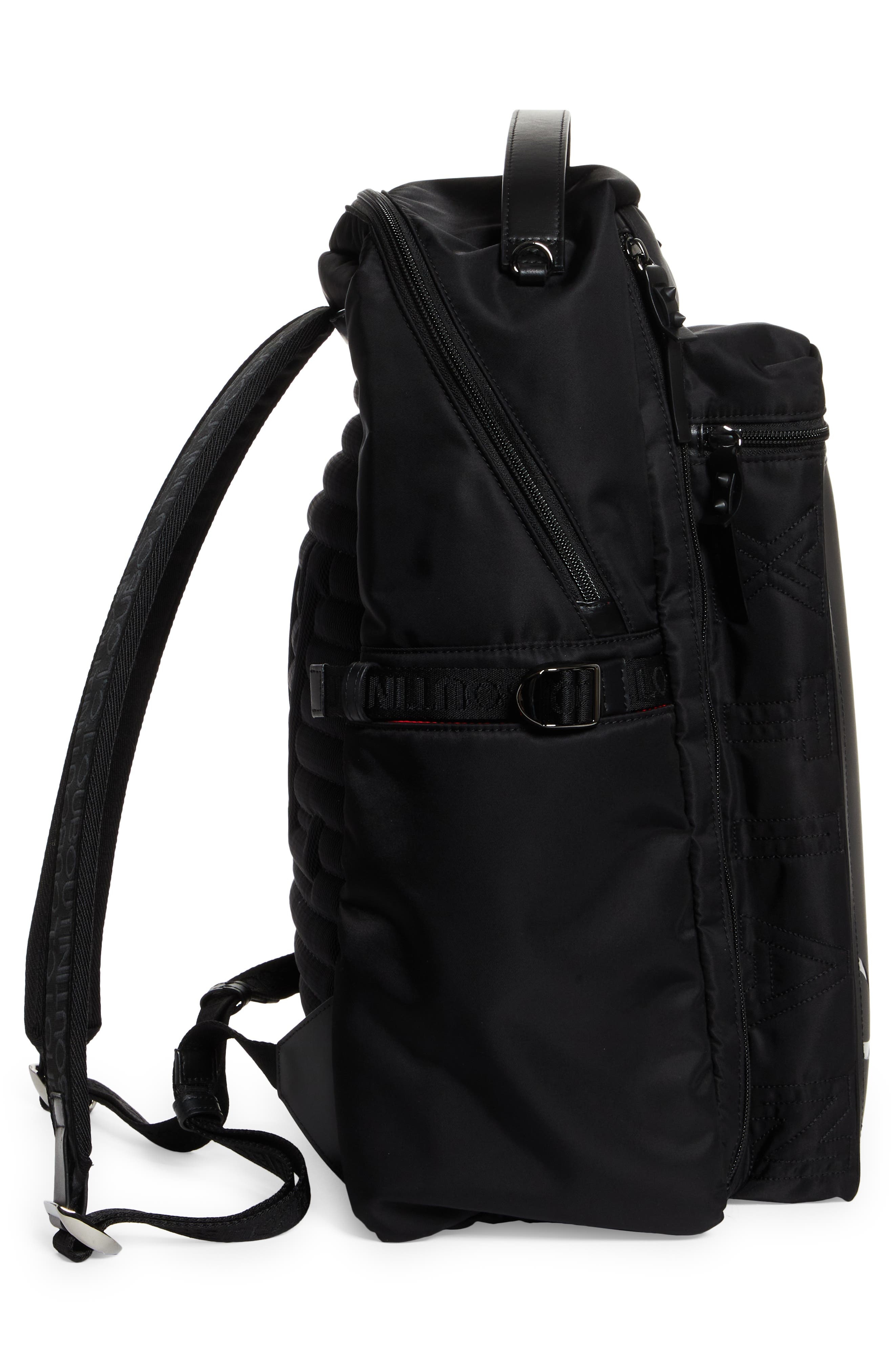 Christian Louboutin Loubideal Canvas & Rubber Backpack in Black/Black/Black at Nordstrom - 4