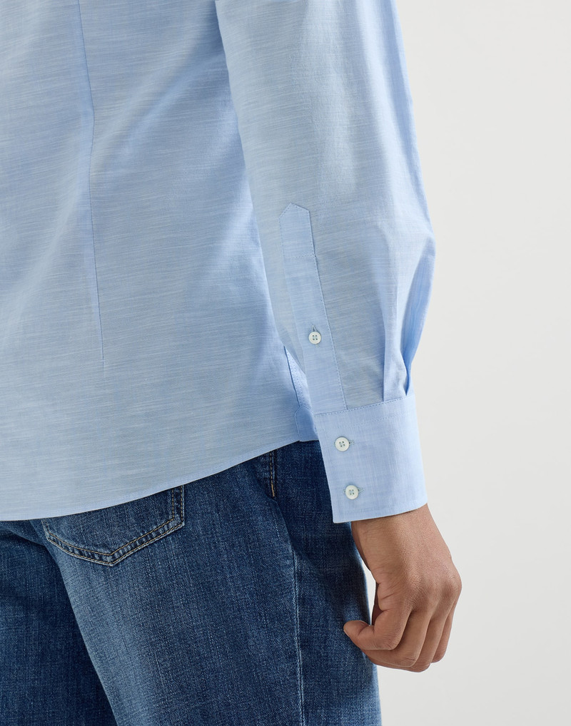 Lightweight Oxford slim fit shirt with spread collar 5