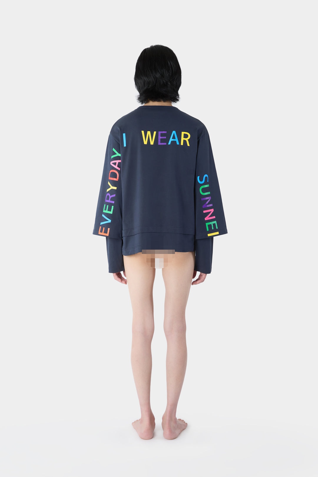 DOUBLE 'EVERYDAY I WEAR SUNNEI' LONG SLEEVE T-SHIRT / carbon - 2