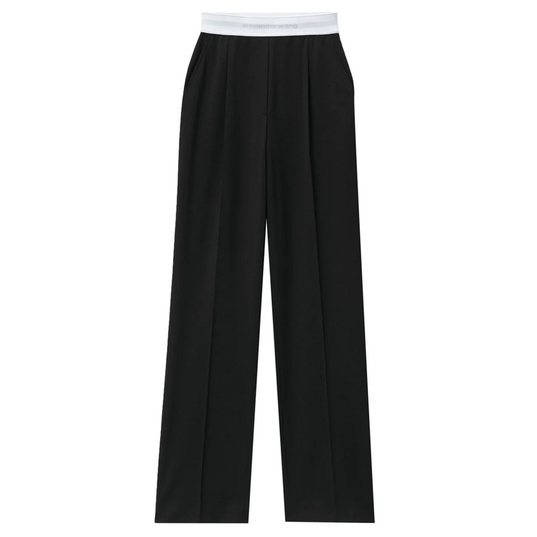 High-Waist Pleated Pant With Logo Elastic - 1