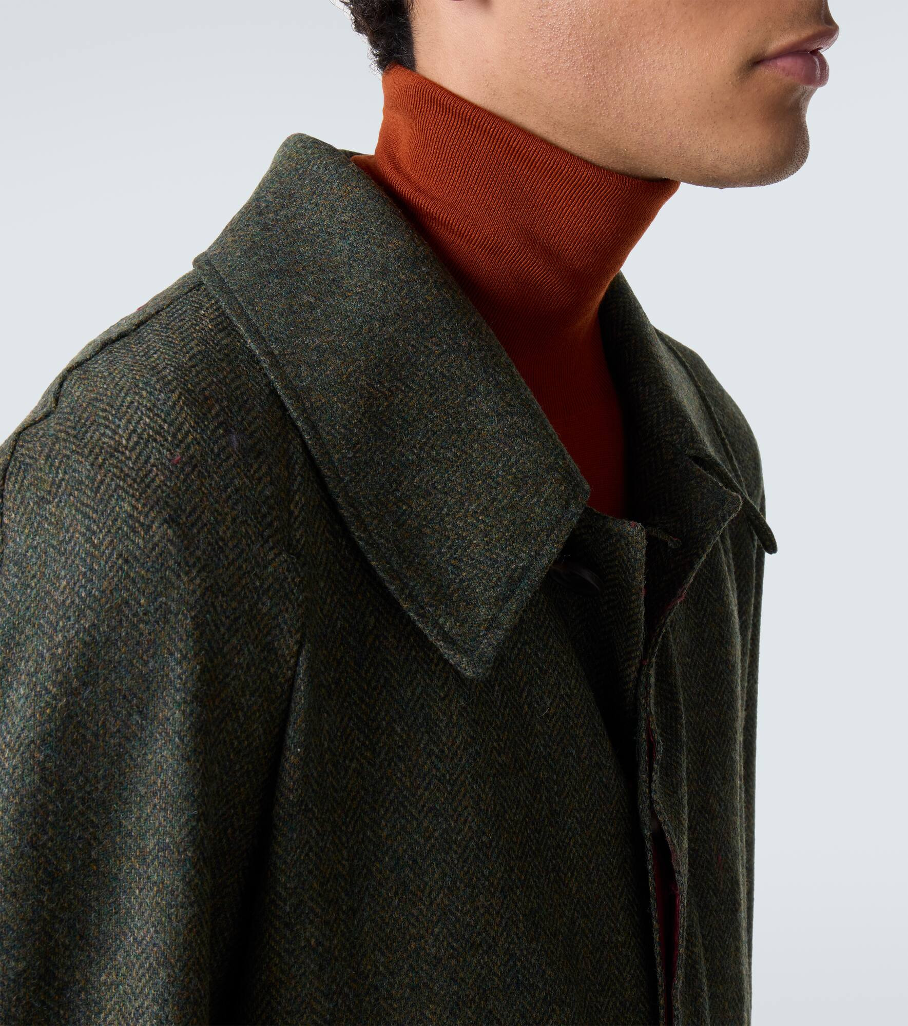 Herringbone virgin wool coat - 6