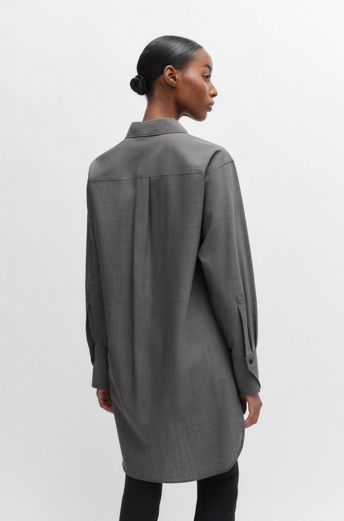 RELAXED-FIT BLOUSE IN ITALIAN VIRGIN-WOOL SHARKSKIN - 5