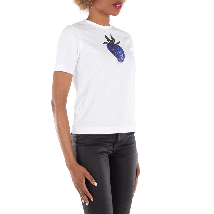 Burberry Strawberry Print Crewneck Cotton T-Shirt - 2