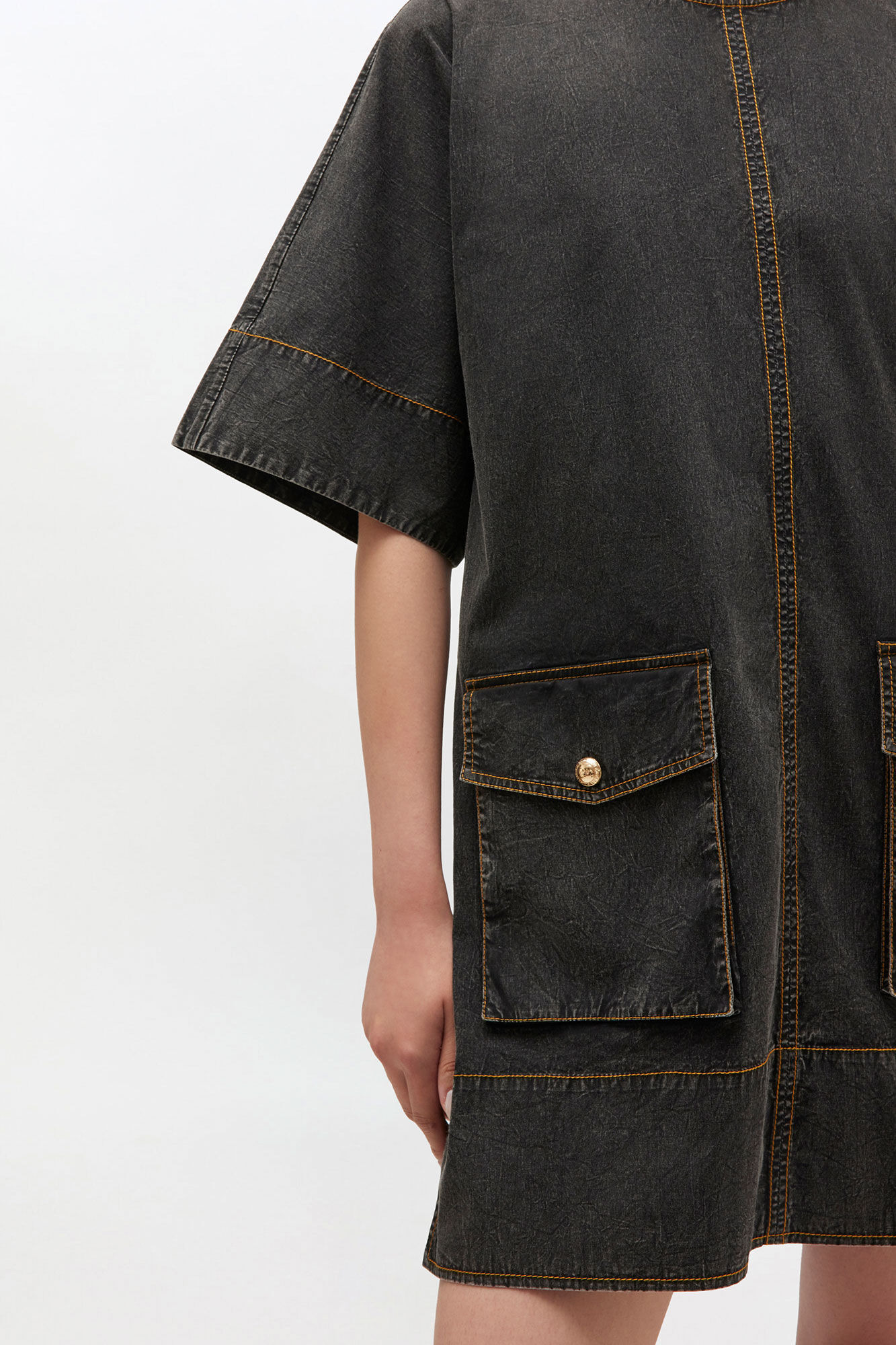 BLACK WASHED KIMONO DRESS - 4