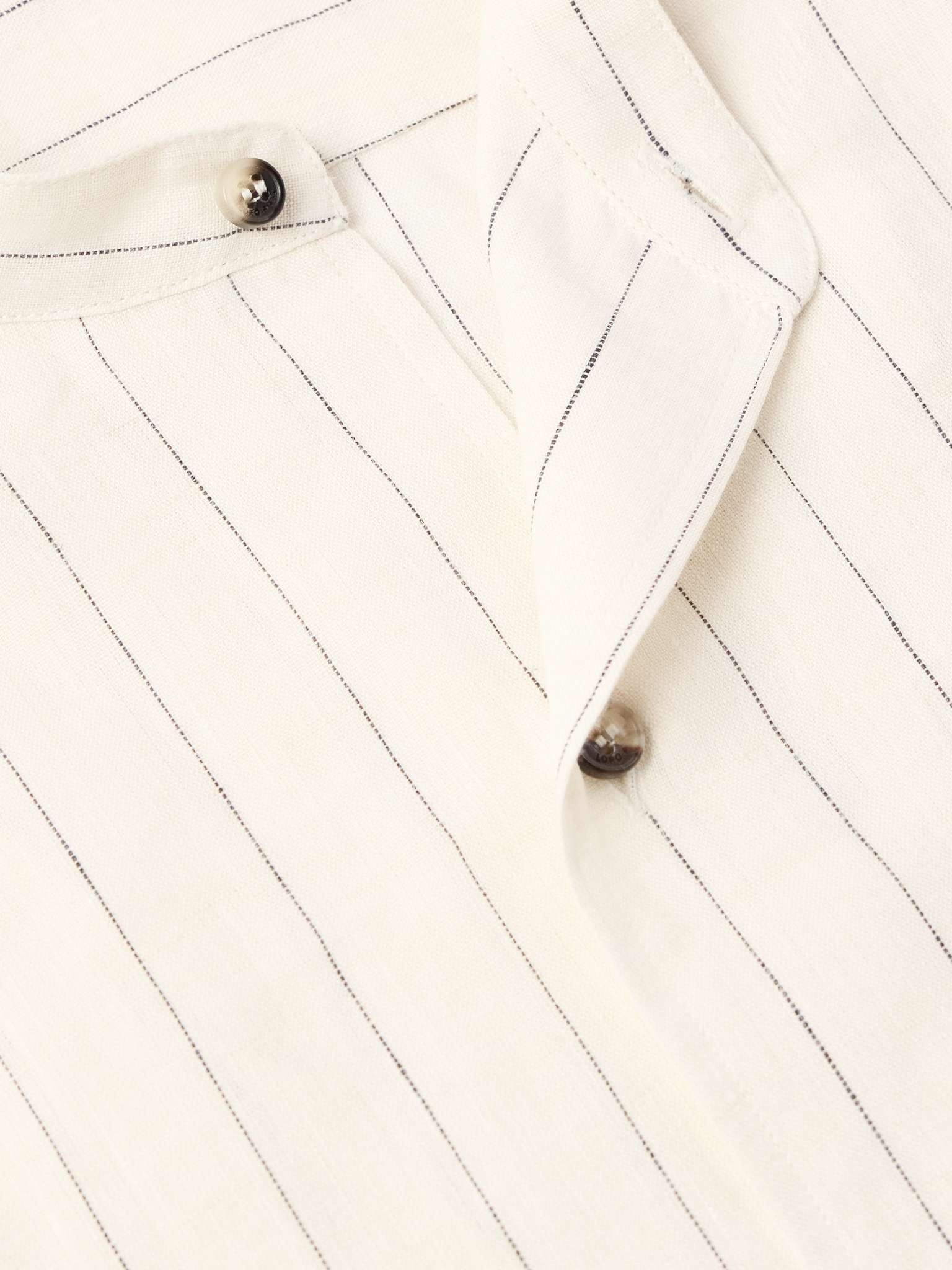 Elia Grandad-Collar Pinstriped Linen Shirt - 5