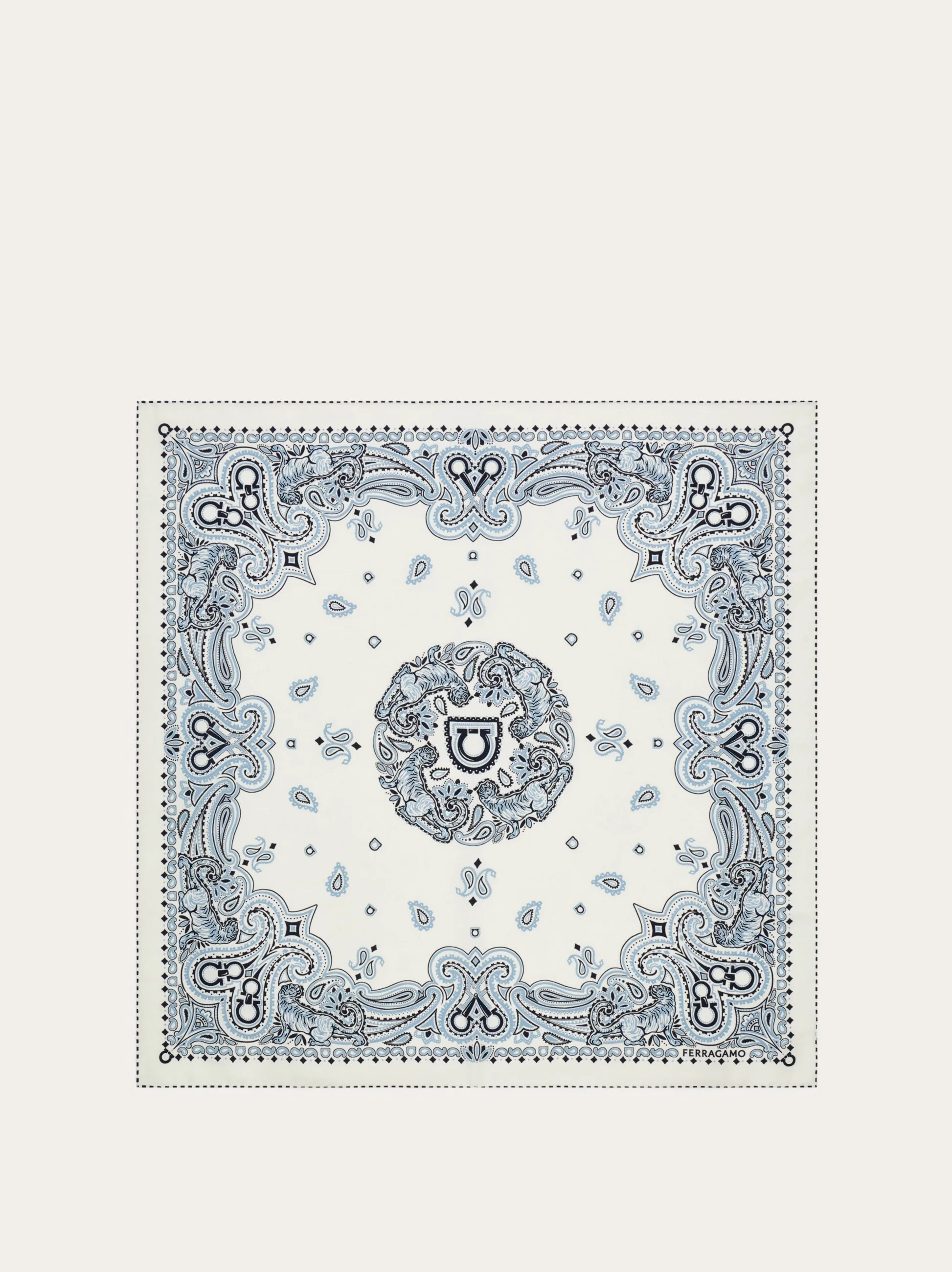 Arabesque print silk scarf - 1