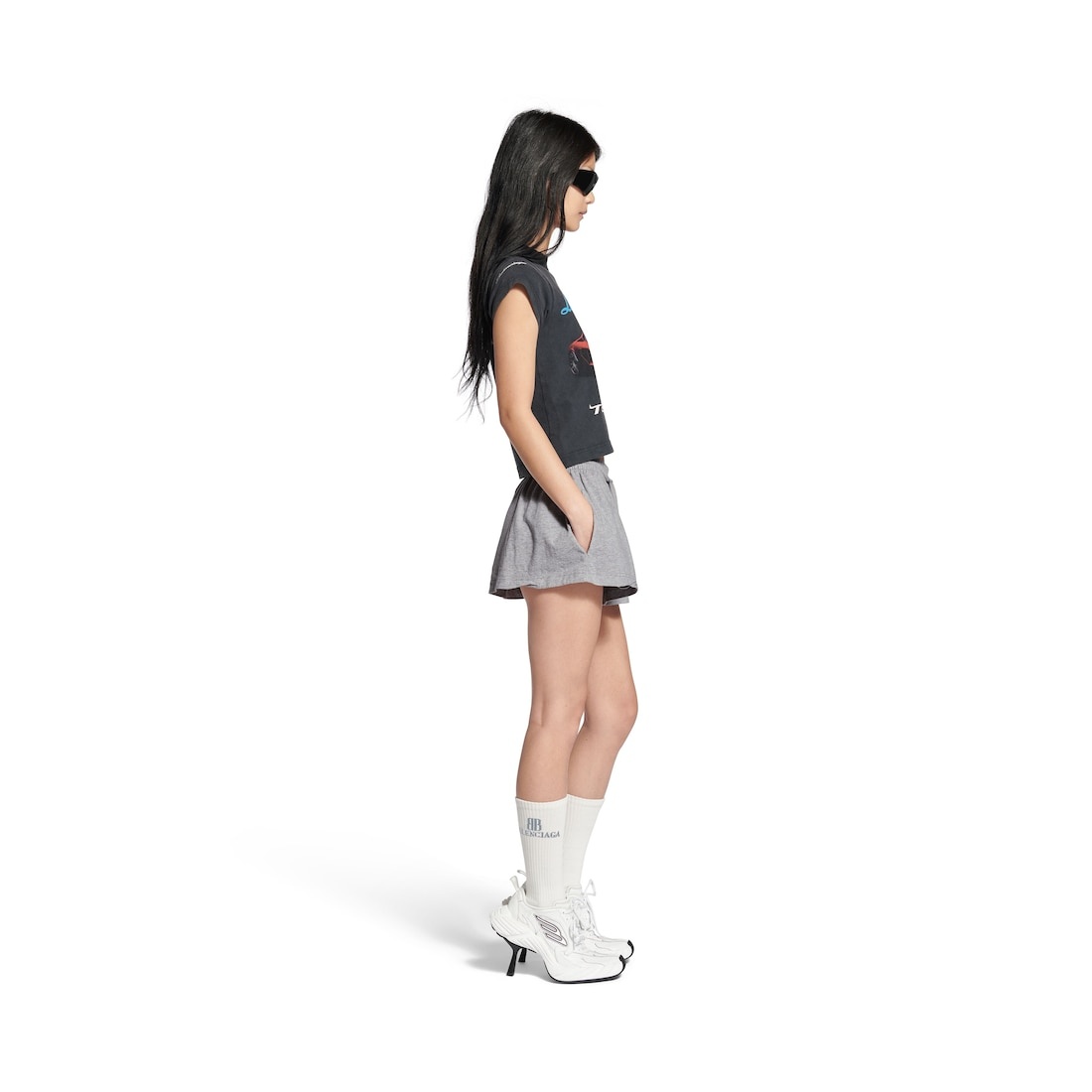 Women's Laurel Classic Football Shorts Mini Skirt in Heather Grey - 3