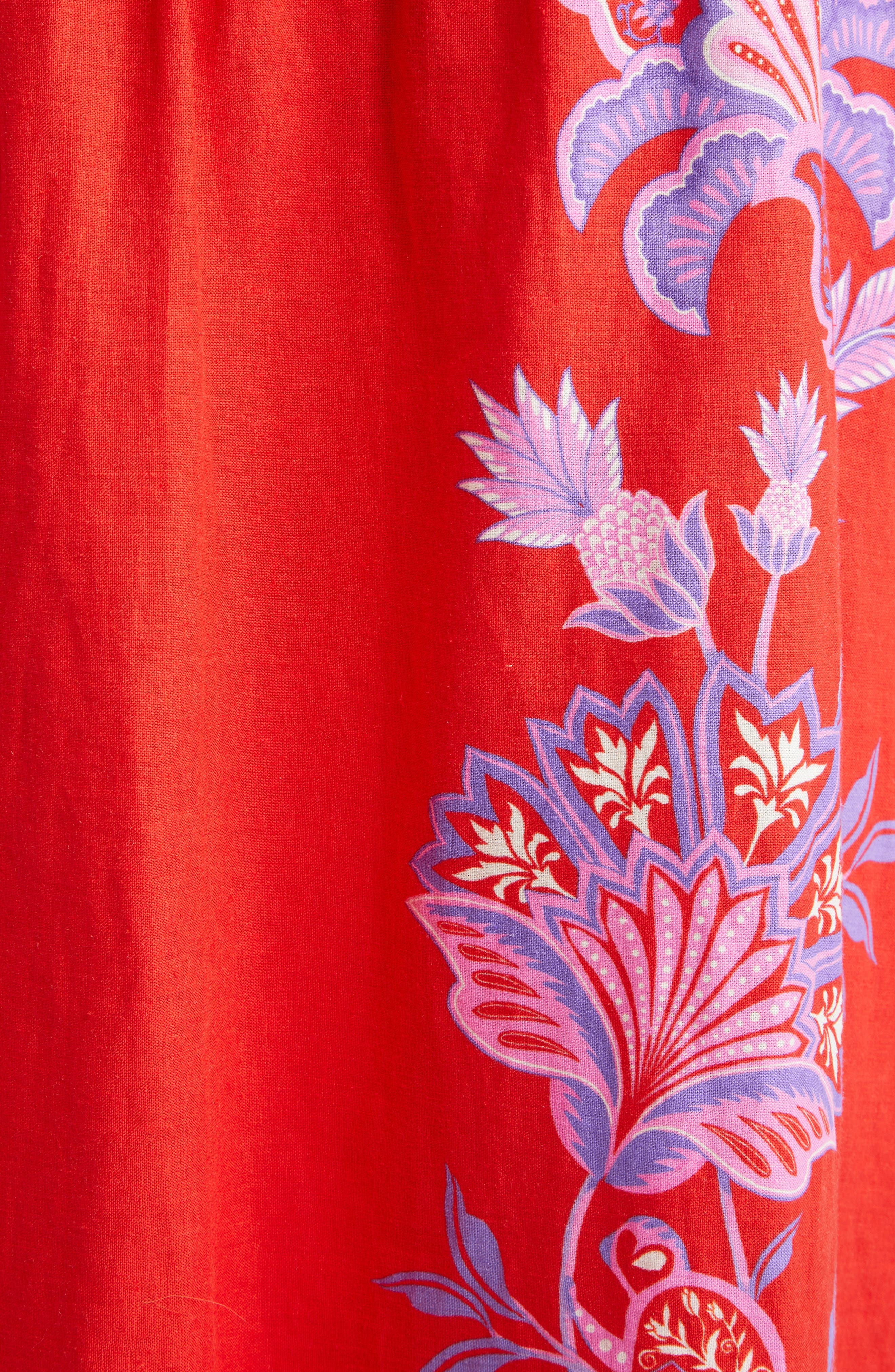 FARM Rio Porcelain Garden Floral Linen Maxi Dress in Red at Nordstrom - 6
