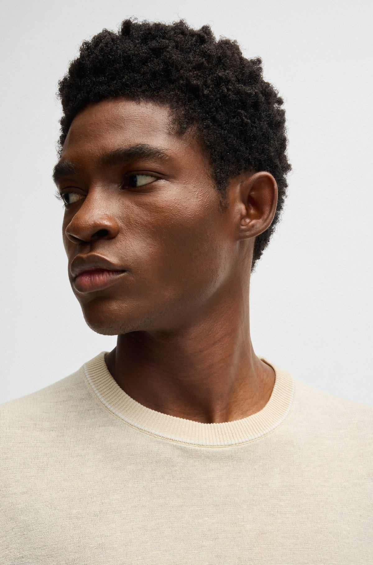 LINEN-BLEND SWEATSHIRT WITH TIPPING - 3