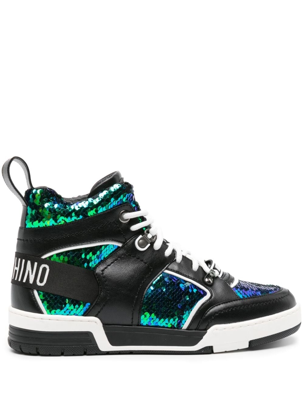 sequin-embellished high-top sneakers - 1