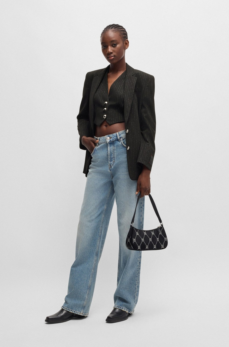 HUGO SLIM-FIT CROPPED WAISTCOAT WITH SPARKLE PINSTRIPE outlook