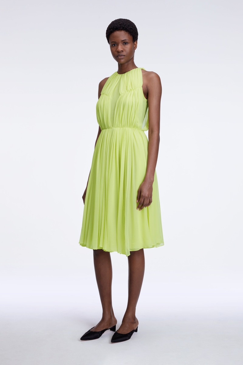 EMILIA WICKSTEAD Wilson Dress In Lime Chiffon Crepe outlook