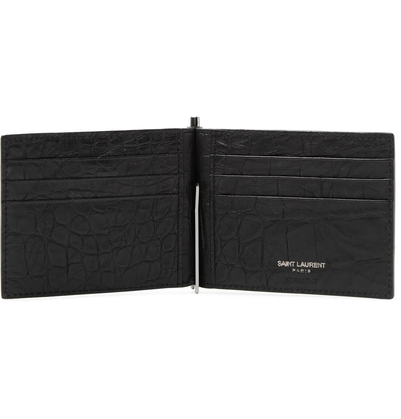 Logo-Appliquéd Croc-Effect Leather Bifold Cardholder with Money Clip - 2