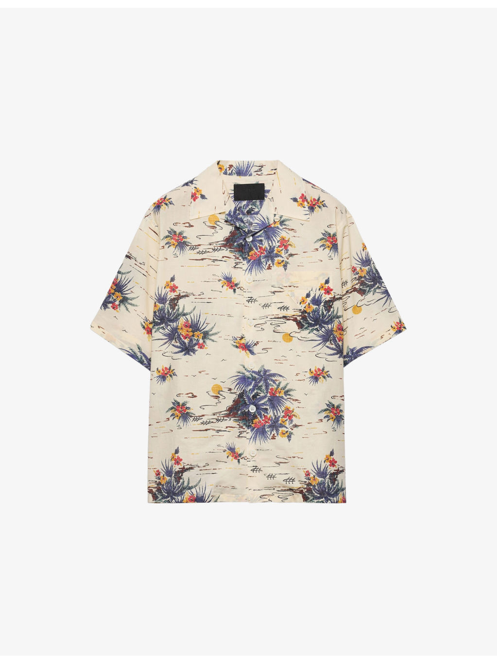 Printed Short-Sleeve Bowling Cotton Shirt - 1
