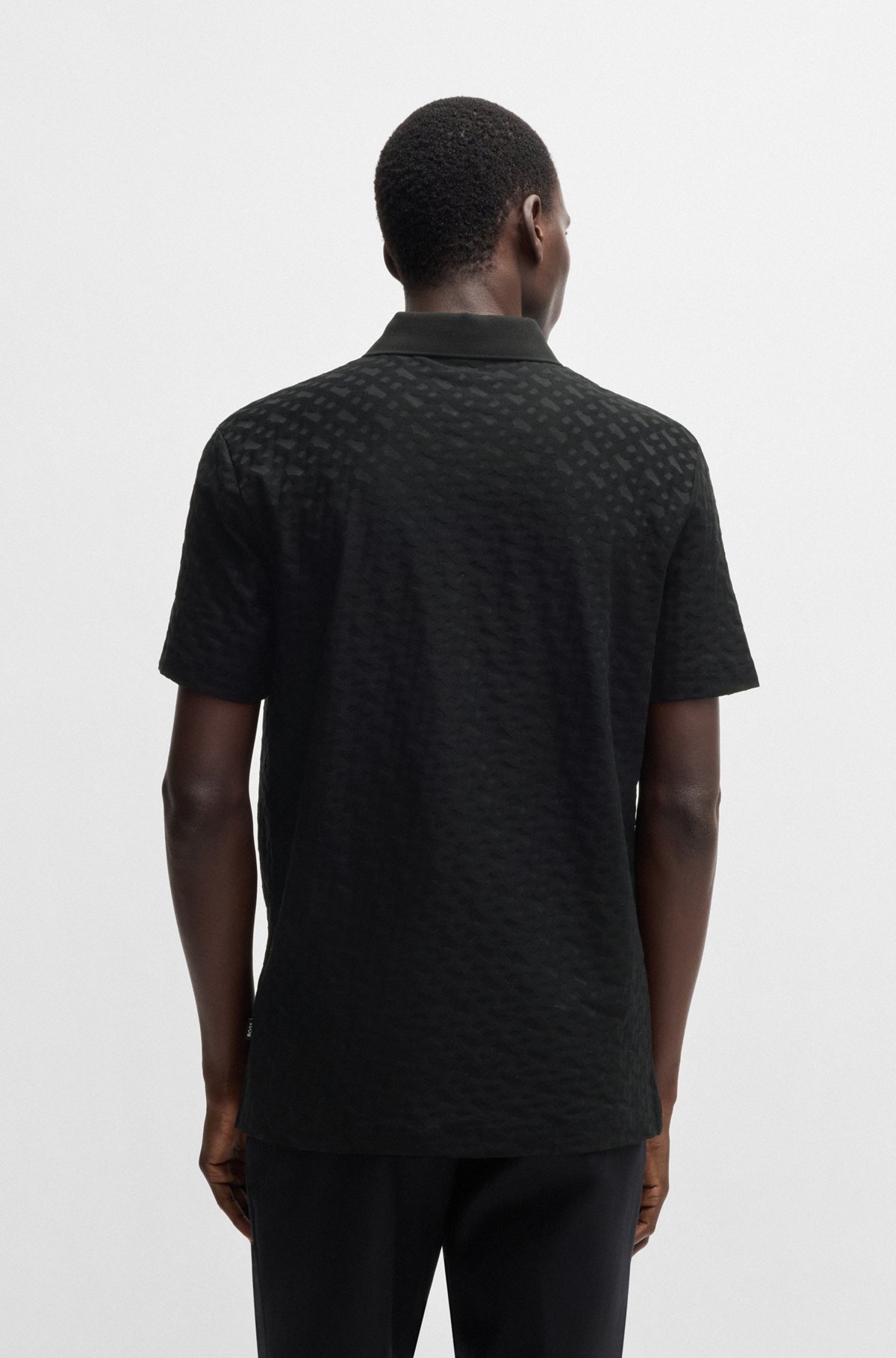 COTTON POLO SHIRT WITH TONAL MONOGRAM JACQUARD - 5