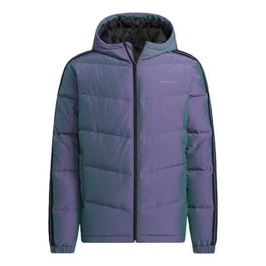 Men's adidas neo Colorful Sports Hooded With Down Feather Purple Jacket H45259 - 1