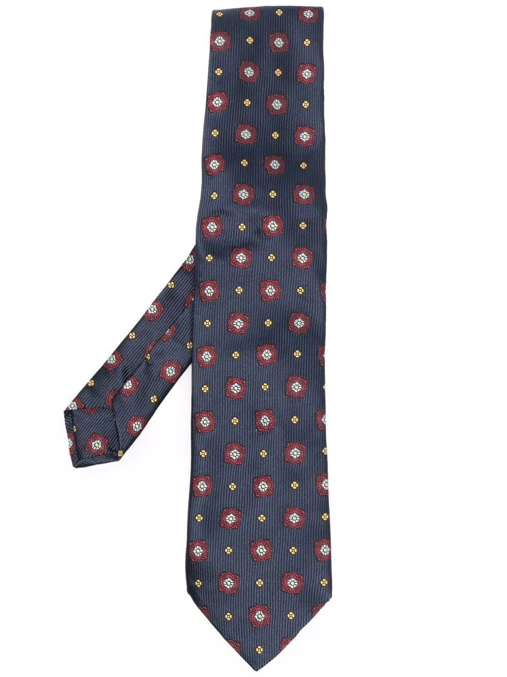 floral-embroidered silk tie - 1