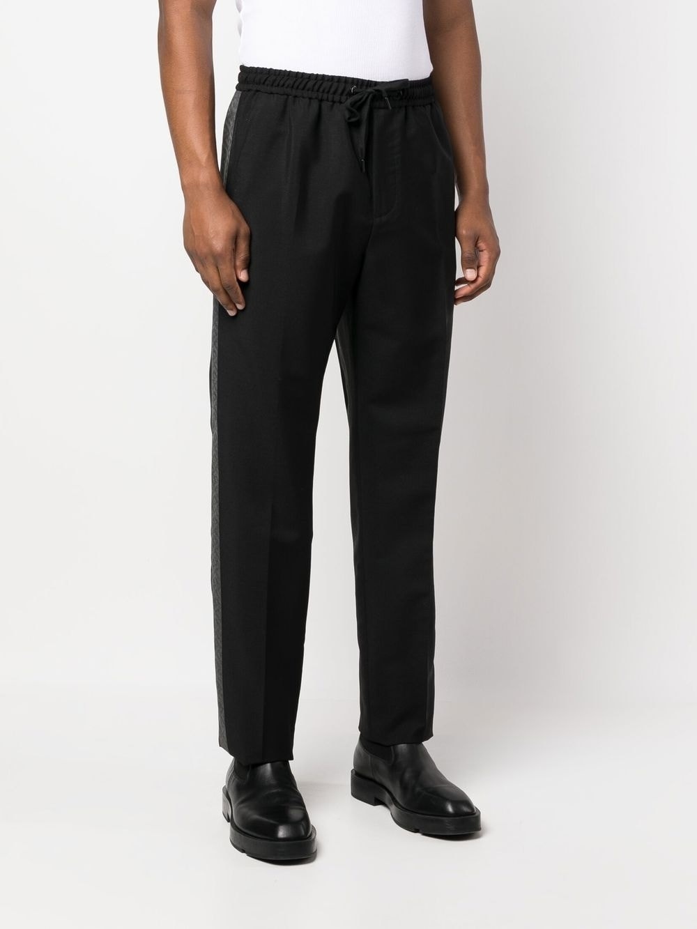 side-stripe straight-leg trousers - 3