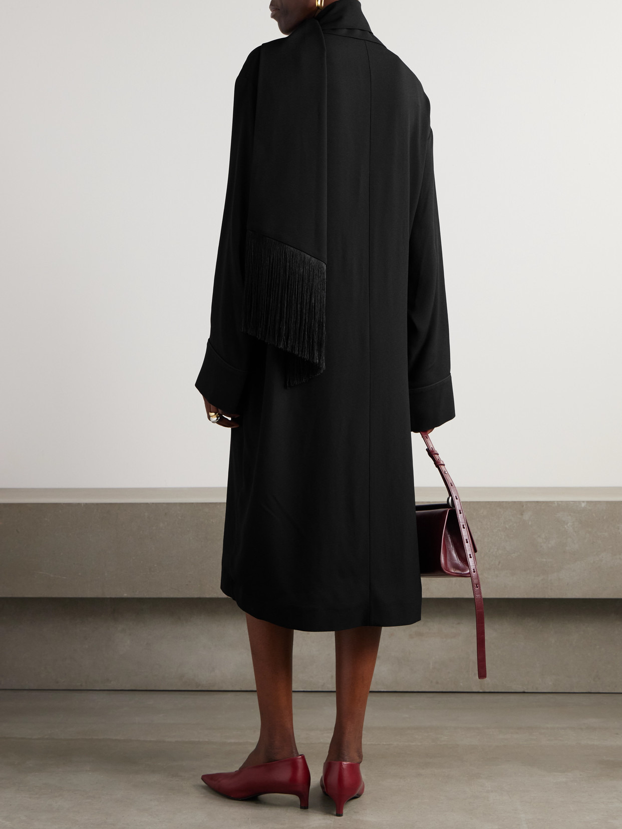Scarf-detailed Crepe Midi Dress - 3