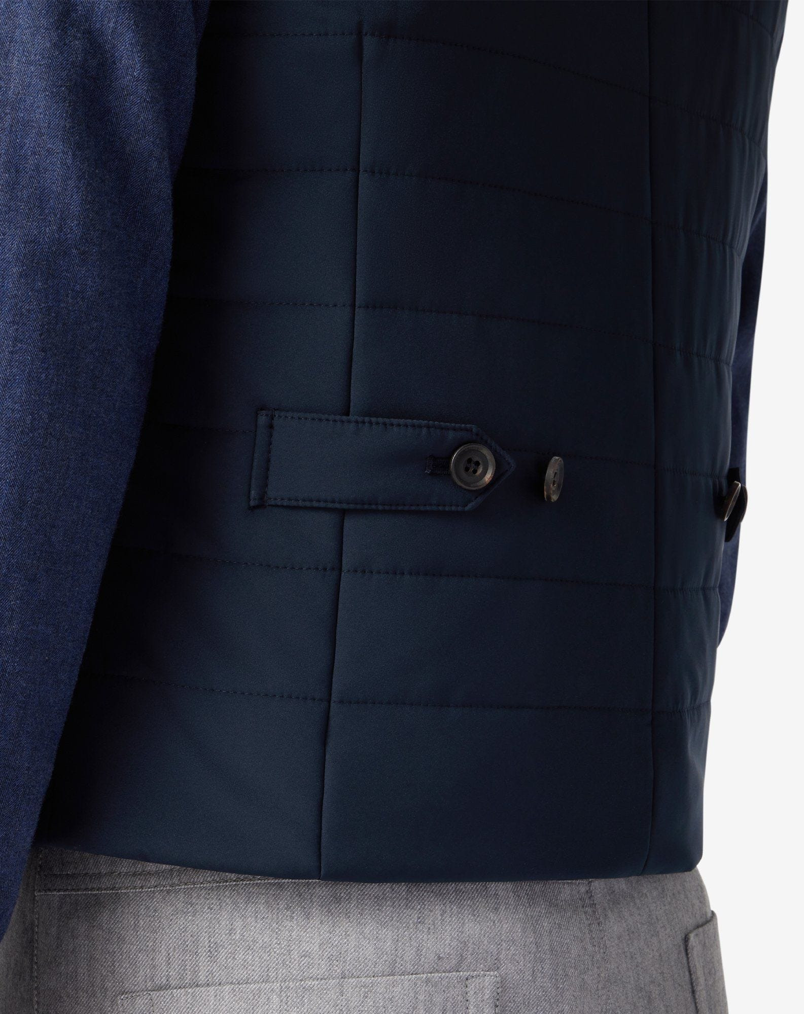Blue padded techno poplin gilet - 4