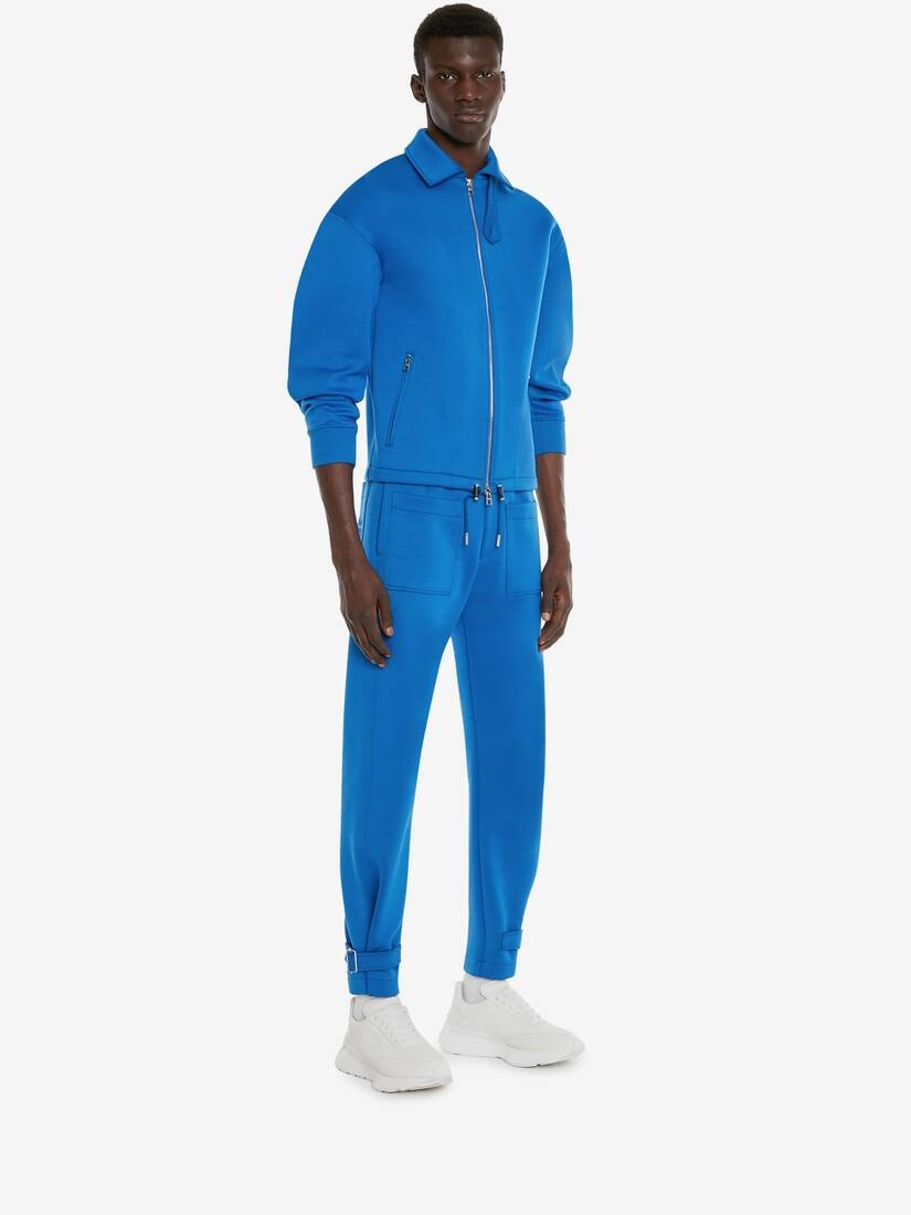 Men's Double Jersey Bomber Jacket in Cobalt - 3