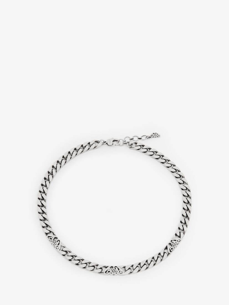 Men's Seal Logo Chain Choker in Antique Silver 1