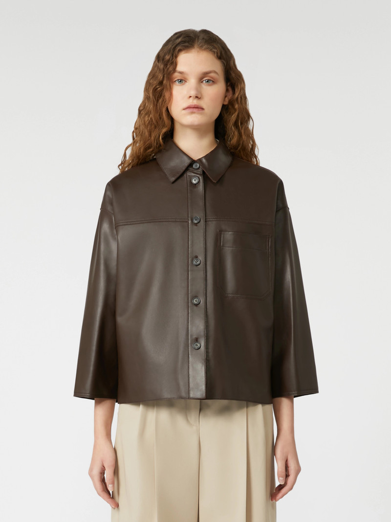 Boxy-fit Nappa leather jacket - CHOCOLATE 3