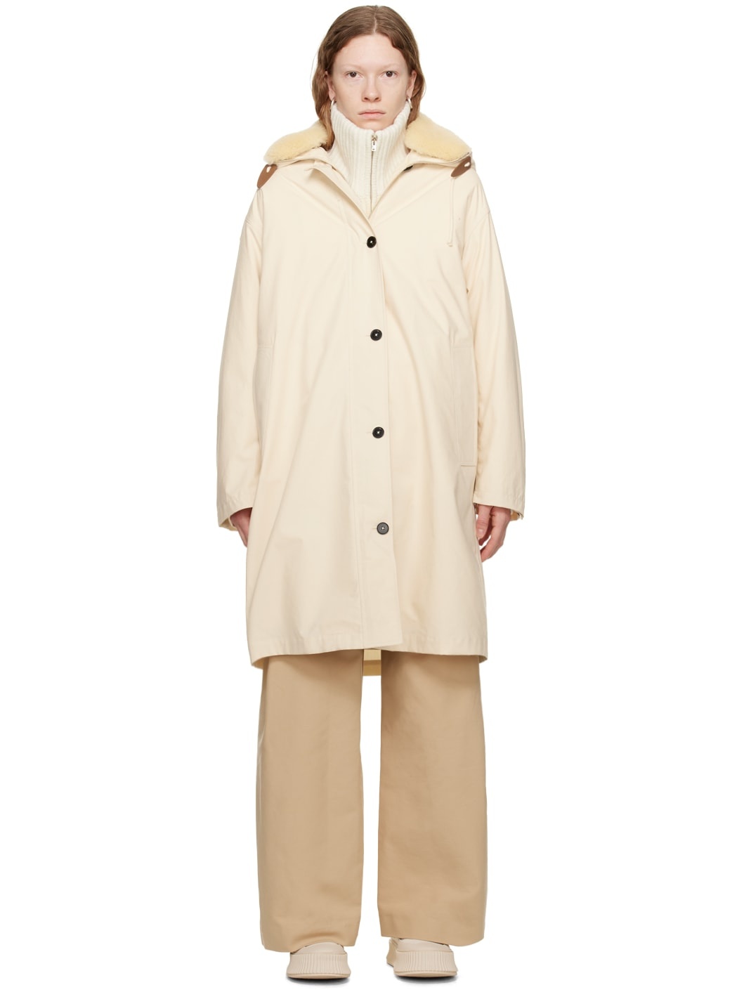 Beige Hooded Parka - 1