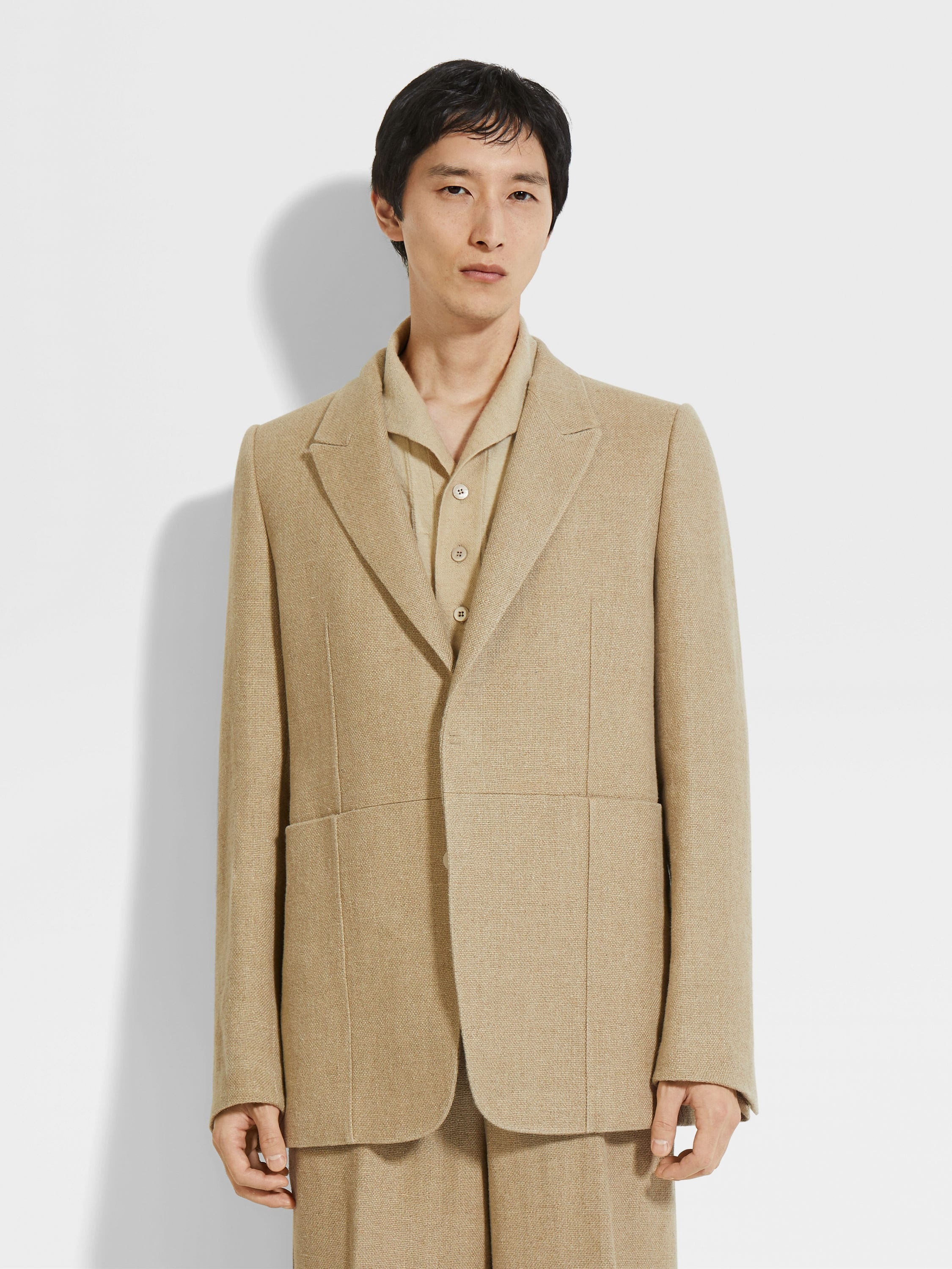 BEIGE MÉLANGE LINEN JACKET - 4