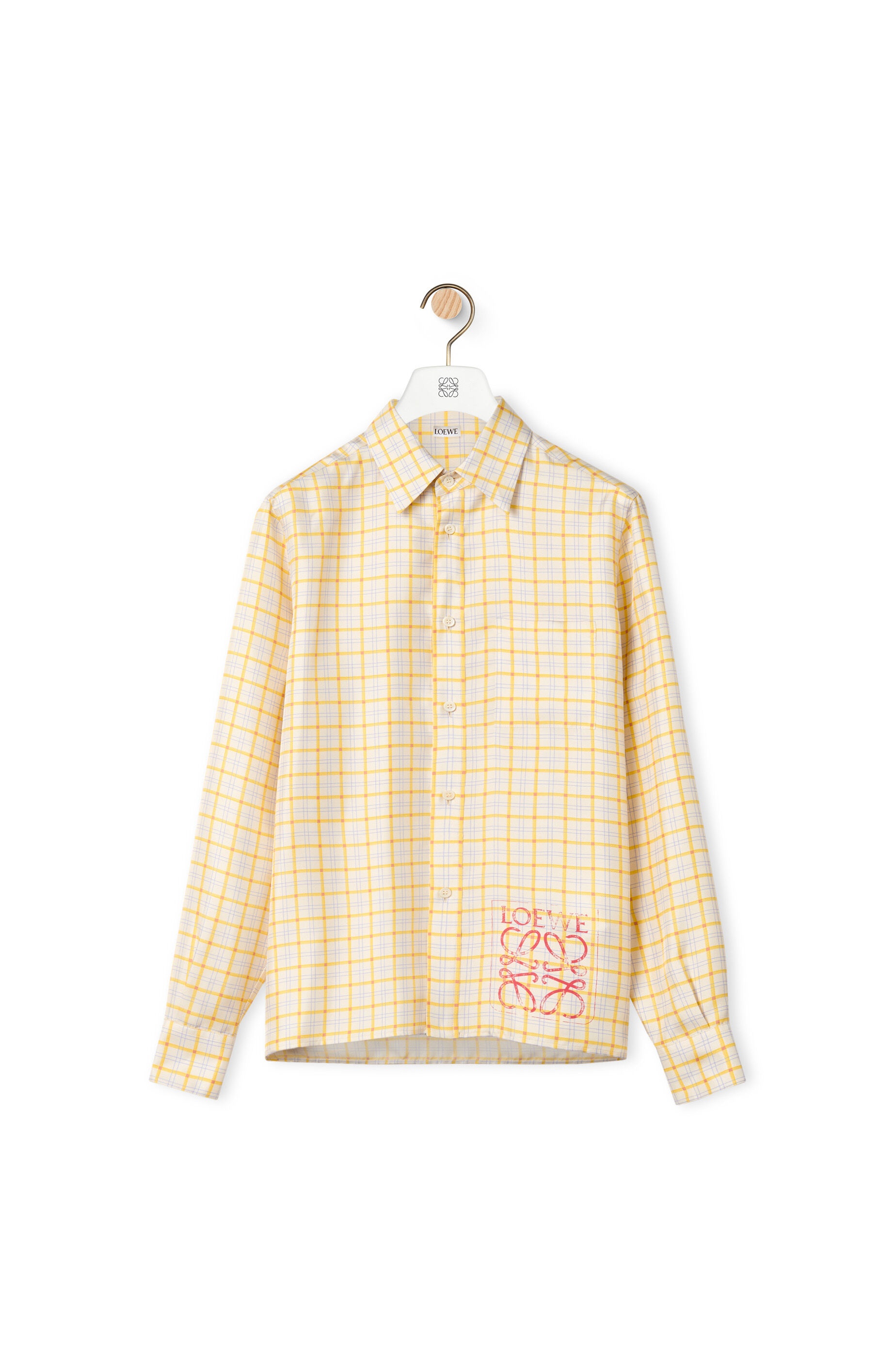 Anagram stamp check shirt in silk and cotton - 1