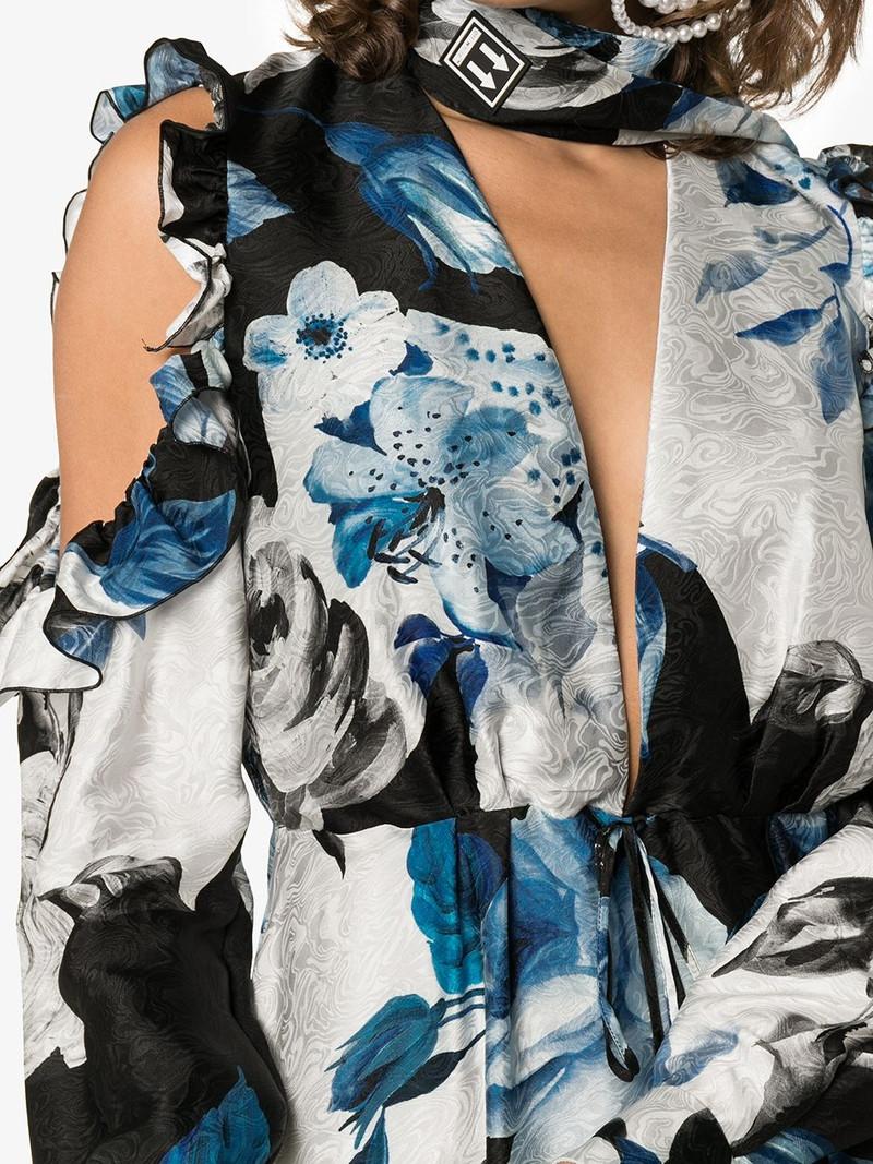 floral flared silk midi dress 5