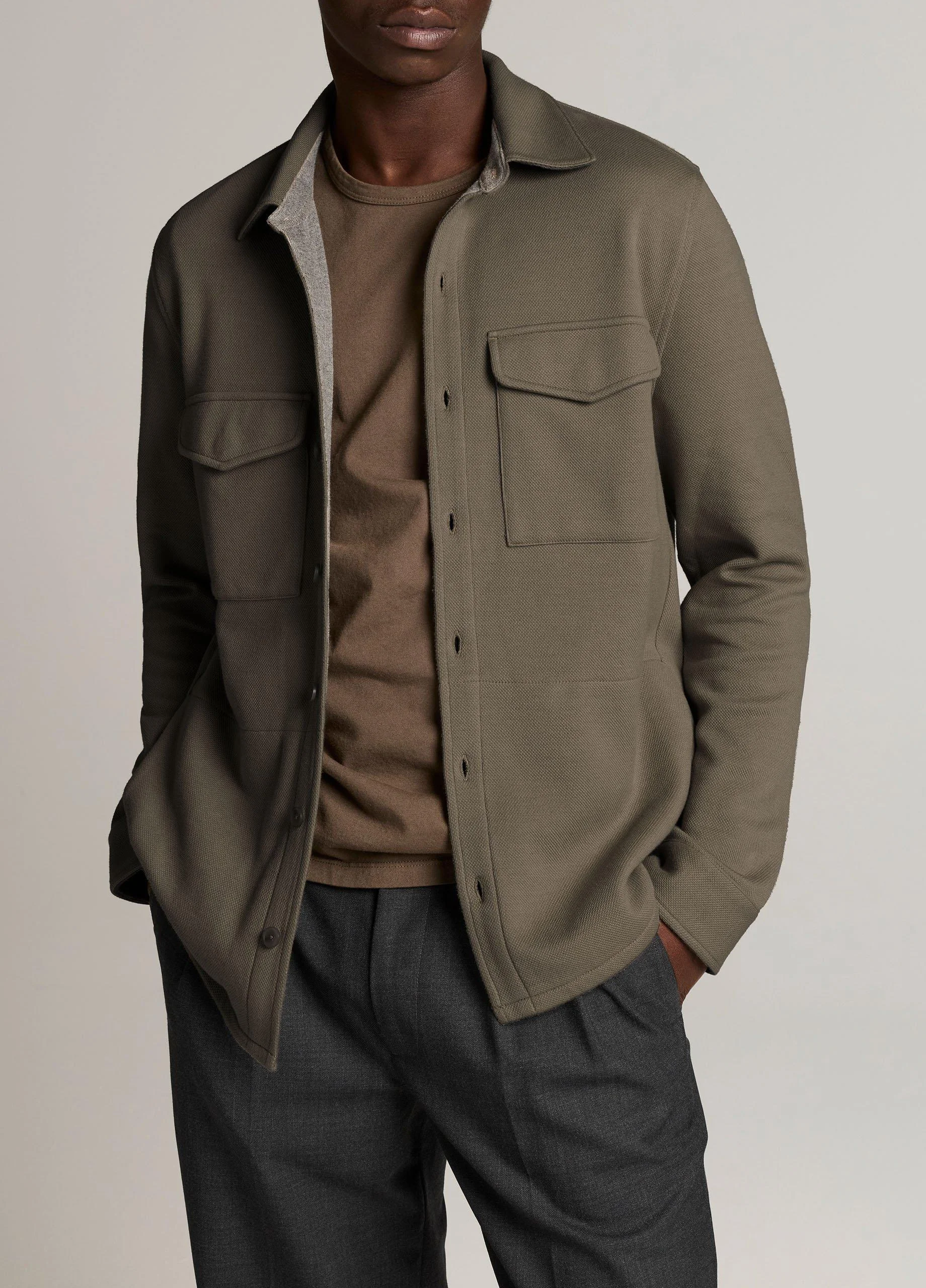 Double-Knit Cotton-Blend Piqué Shirt Jacket - 1