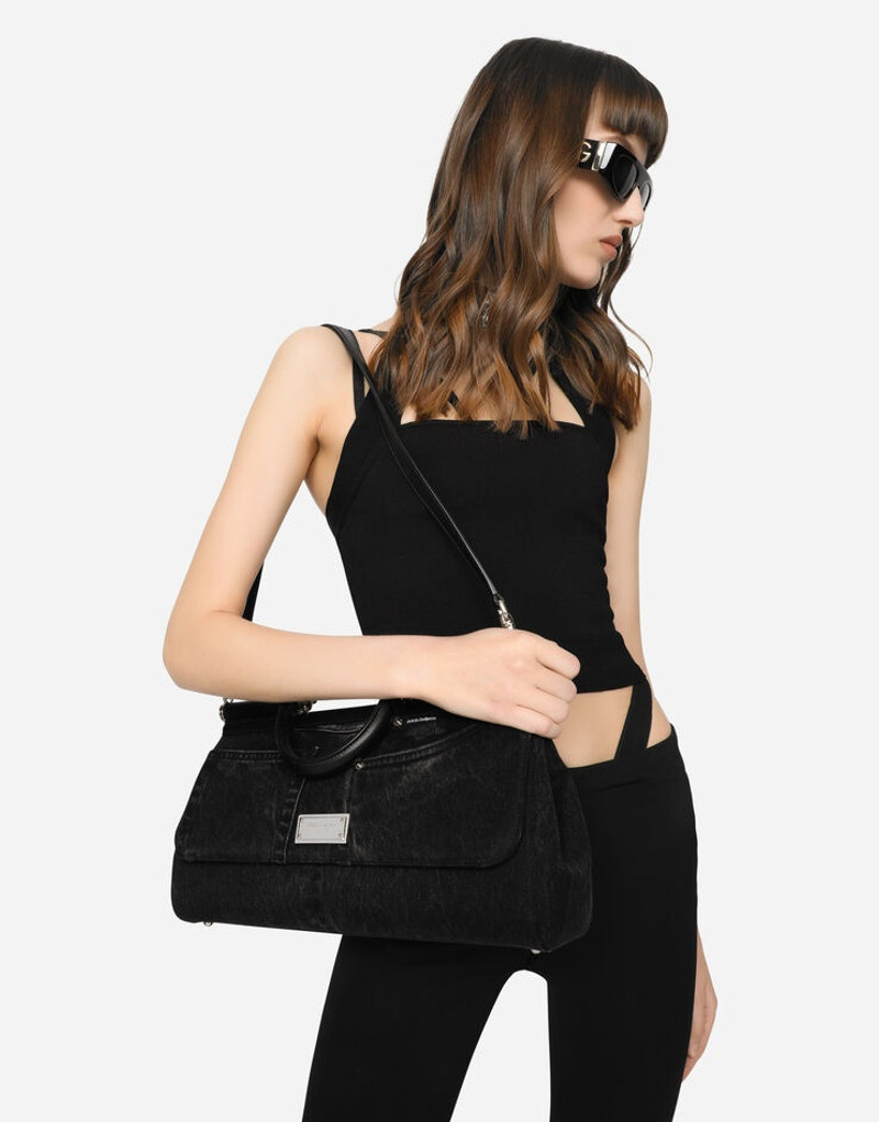 Dolce & Gabbana Sicily bag in calfskin and patchwork denim outlook