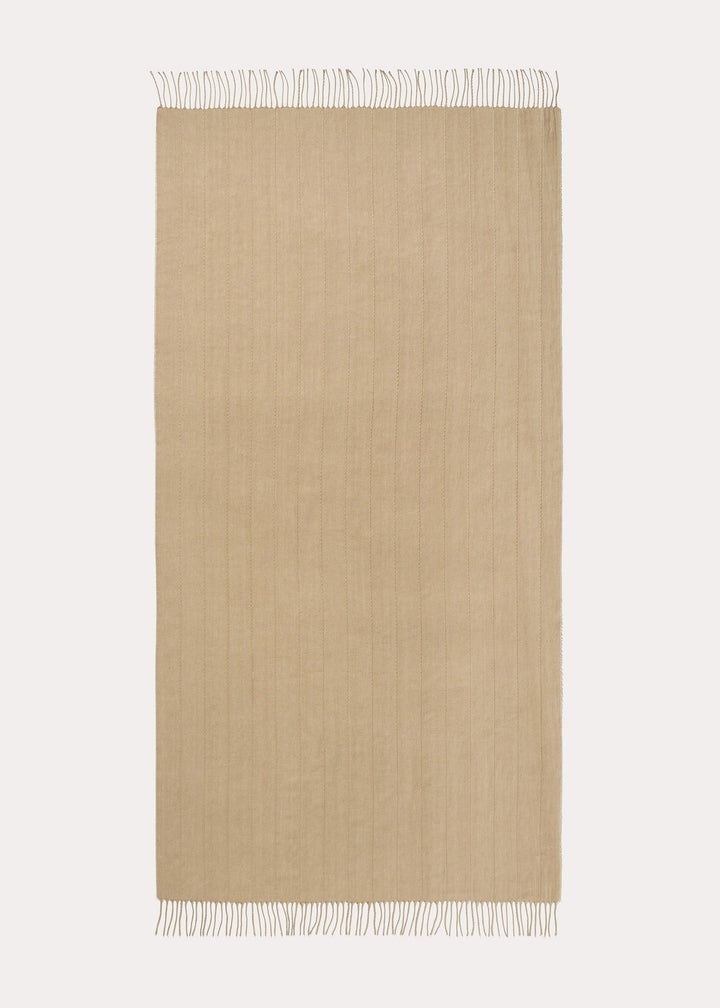 Striped linen cotton sarong overcast beige - 2