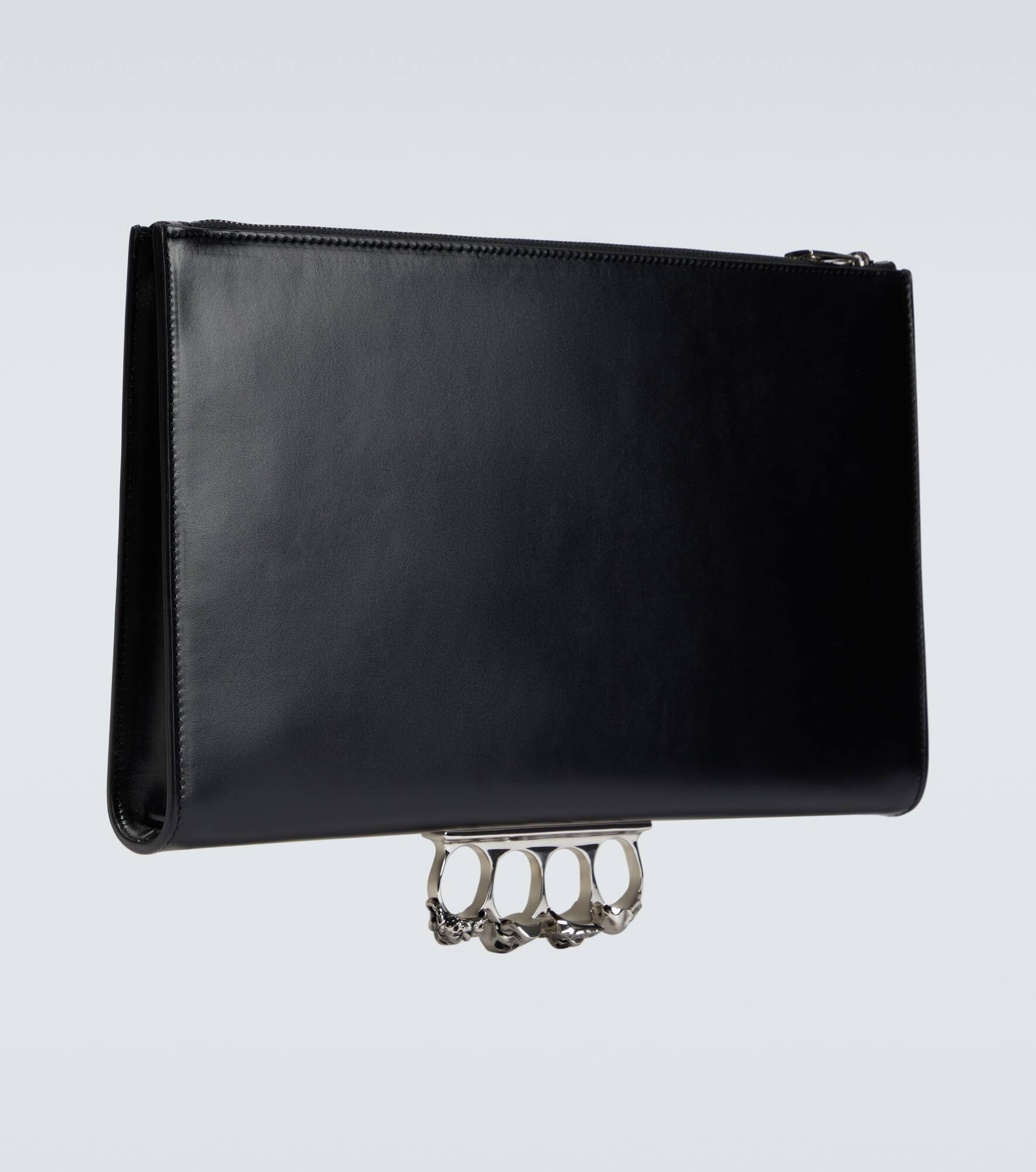 Four-Ring embellished leather clutch - 5